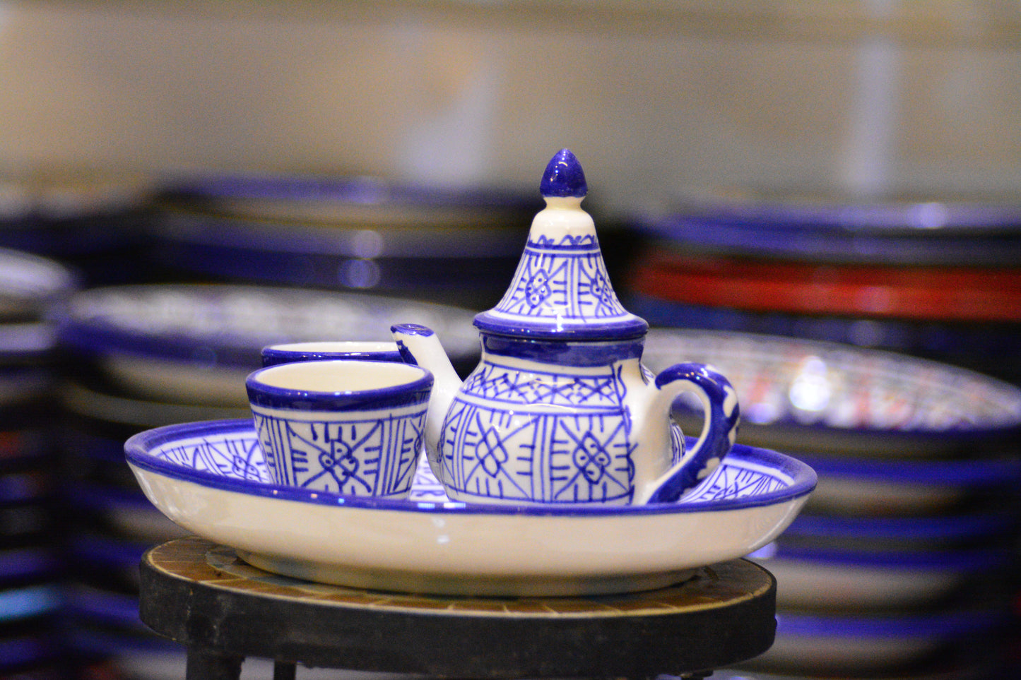 Zestaw do serwowania herbaty/kawy Kenitra-indigo (2 kubki)