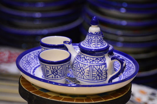 Zestaw do serwowania herbaty/kawy Kenitra-indigo (2 kubki)