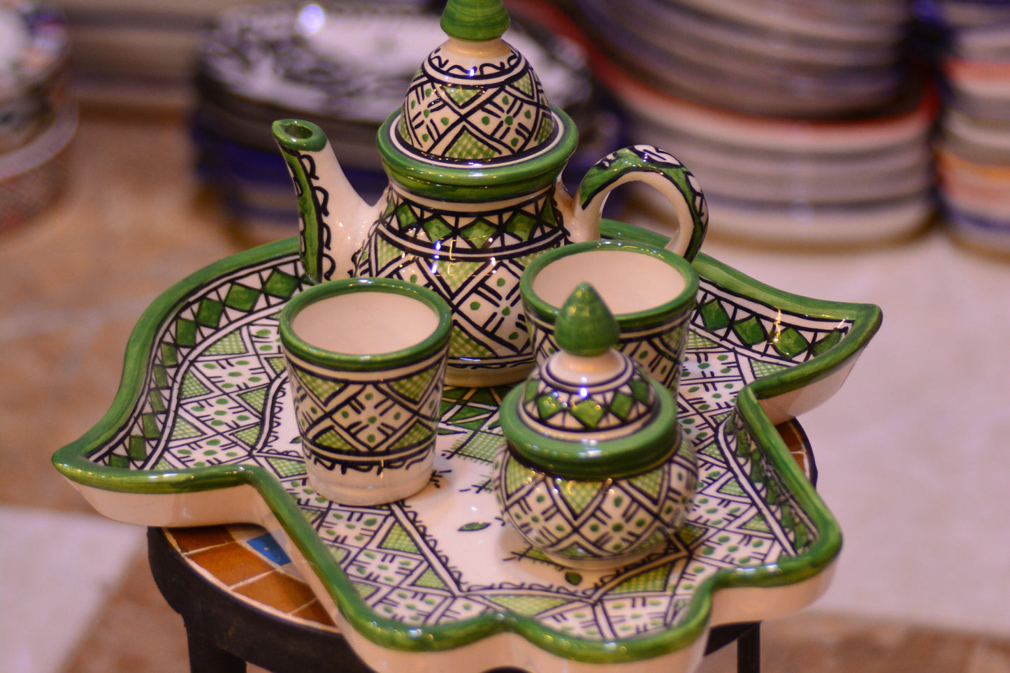 Zestaw do serwowania herbaty/kawy - Fes green hand