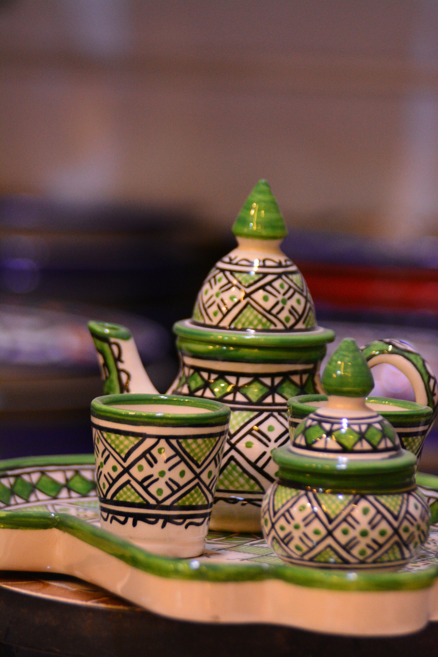 Zestaw do serwowania herbaty/kawy - Fes green hand