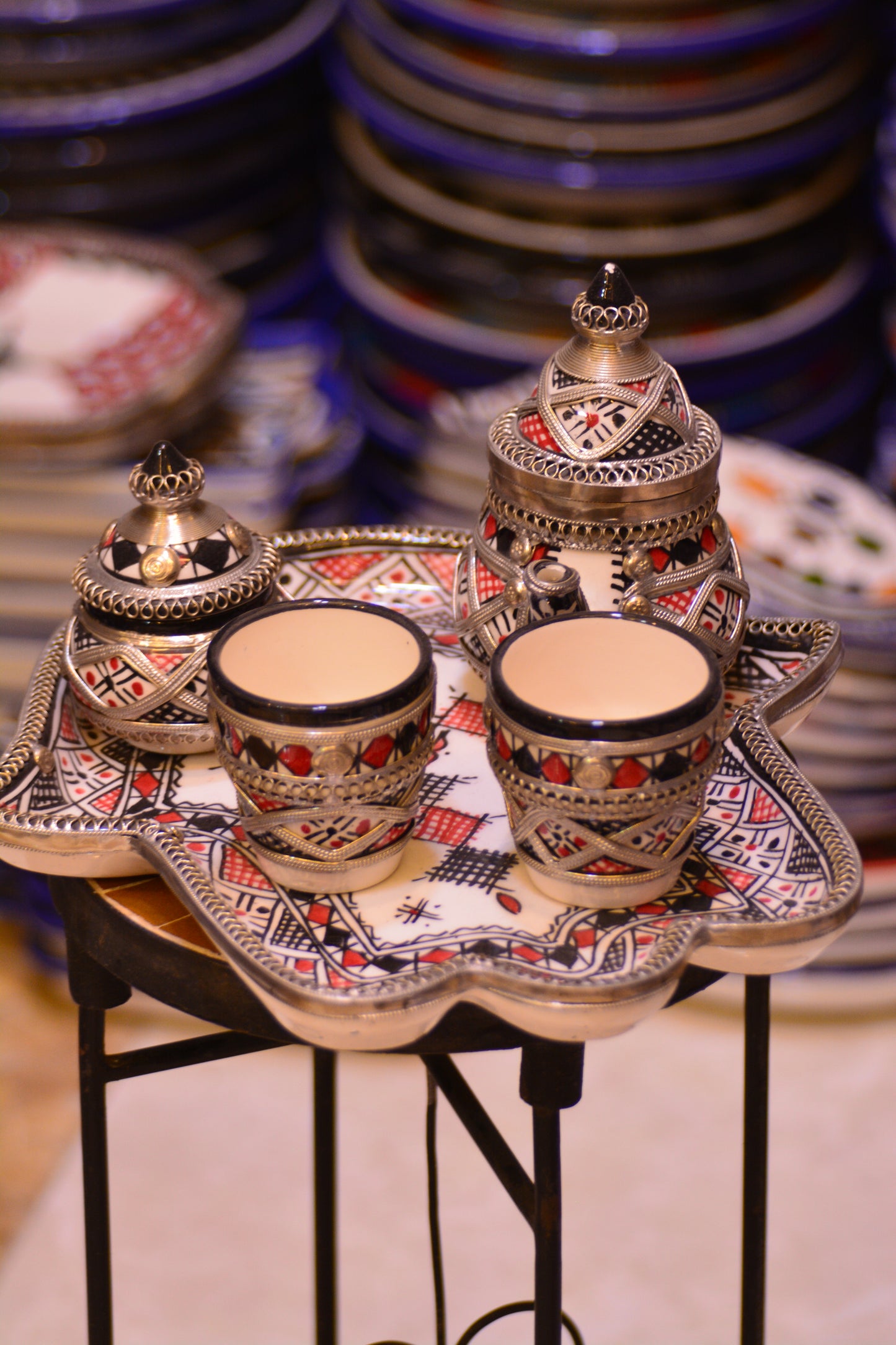 Zestaw do serwowania herbaty/kawy - hand black&silver