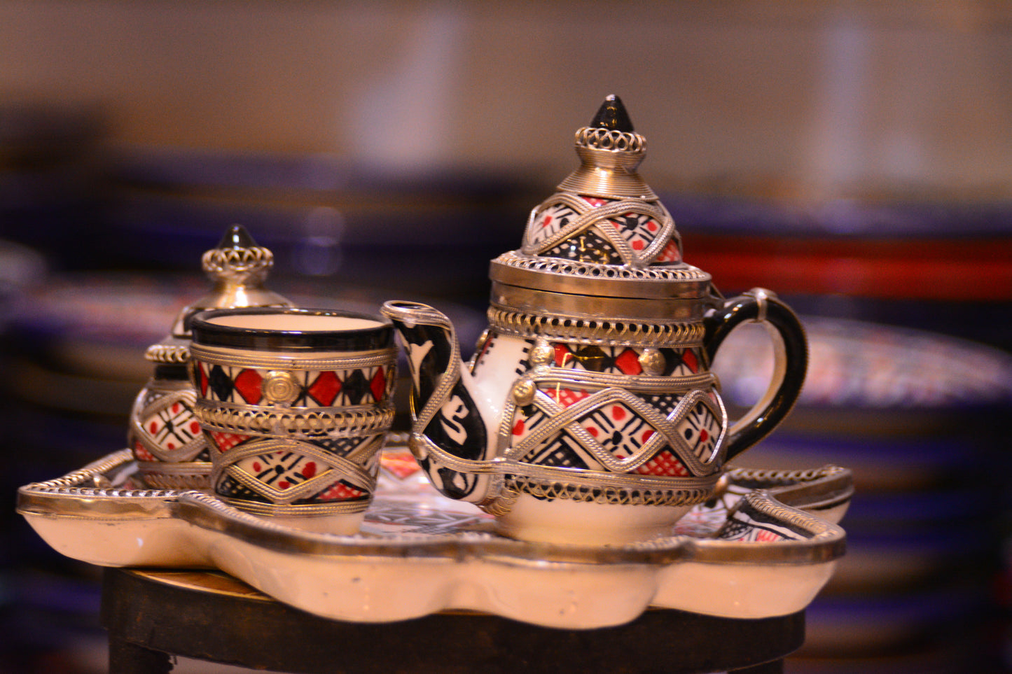 Zestaw do serwowania herbaty/kawy - hand black&silver